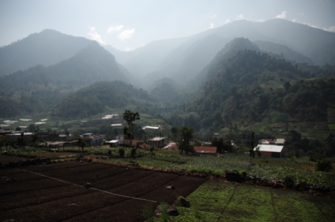 Tierras de cultivos en Zúnil uno de los municipios con mayor actividad agrícola en Guatemala, Quetzaltenango